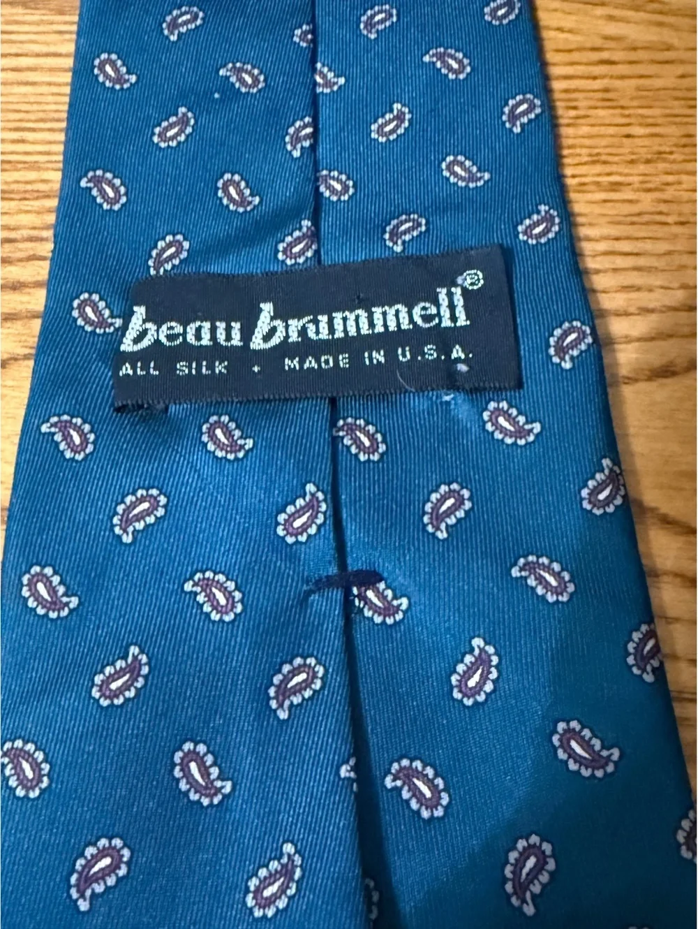 Beau Brummell all silk paisley pattern blue men’s dress tie
